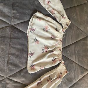 Small, off the shoulder white floral top